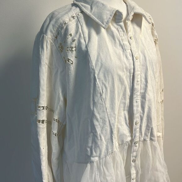 Free People Flower Bud Baby Maxi Top White L - Picture 7 of 9